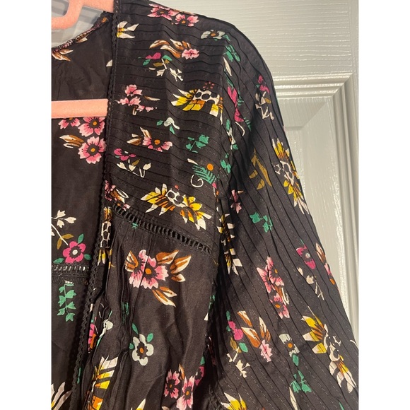 Anthropologie Pintucked Brown Floral Robe NWT Size Large - Picture 9 of 15